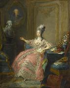 unknow artist Portrait of Marie Josephine of Savoy Countess of Provence pointing to a bust of her husband overlooked by a portrait of her father china oil painting artist